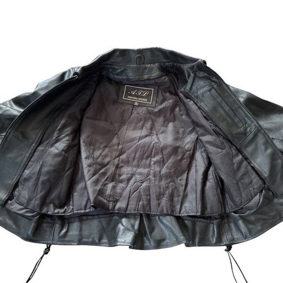 VTG Leather Biker Western Jacket Women’s XL Cinch Waist Woven Relaxed Grunge - Picture 7 of 8